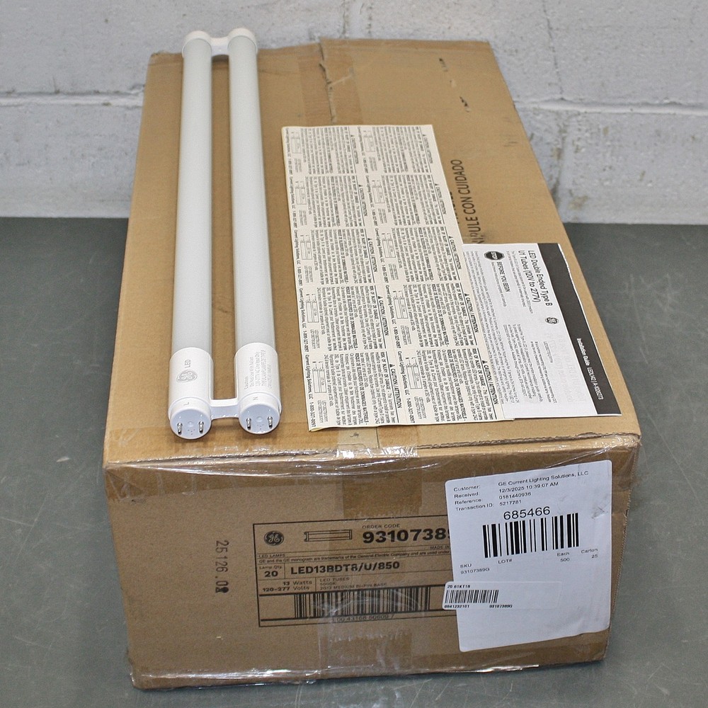 (18) GE T8 U-Shape LED Bulb LED13BDT8/U/850, G13 Medium Bi-Pin, 5000K, Type B