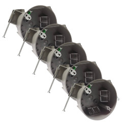 5-Pack Round Ceiling Box with Grounding, 4-Inch, 20 Cu In, Plastic Gray, ETL