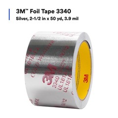 Aluminum Foil Tape 3340, 2.5″ X 50 Yd, 4.0 Mil, Silver, Hvac, Sealing And