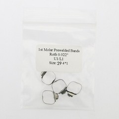 Dental 1st Molar Bands Roth 022 Plain Band Buccal Tube U1L1 Lingual Cleats 29-43