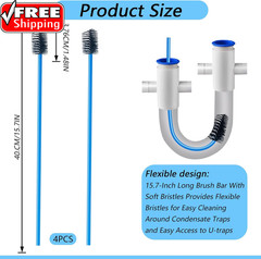 4 PCS Condensate Flexible Drain Brush, 15.7 in Nylon and PVC Drain Line Cleaning