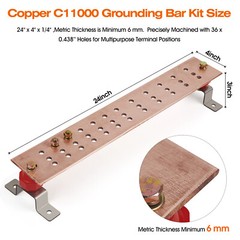 24″ Ground Bar Kit,4” Wide Heavy Duty Ground Bars Copper Bus Bar