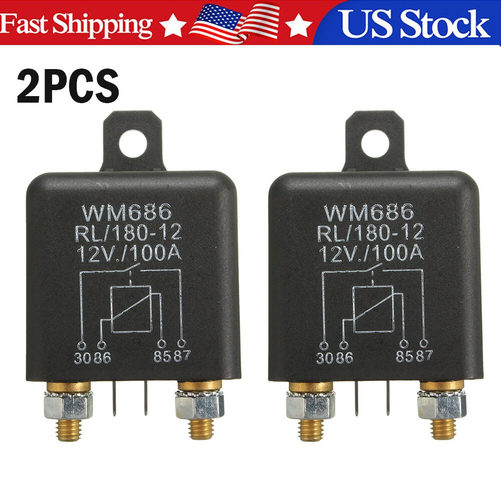 2PCS 12V 100Amp 4-Pin Heavy Duty ON/OFF Switch Split Charge Relay Fit Auto Boat