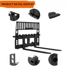 48″ Skid Steer Pallet Fork Attachment with Heavy-Duty Blades 4500lbs Capacity US