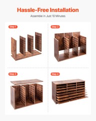 Uimoso Wooden Literature Organizer 24 Compartments Removable Shelves Dark Brown