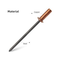 50 PCS Closed End Blind Rivets 1/8 x 7/16 Inch Copper Dome Head 3.2x11mm