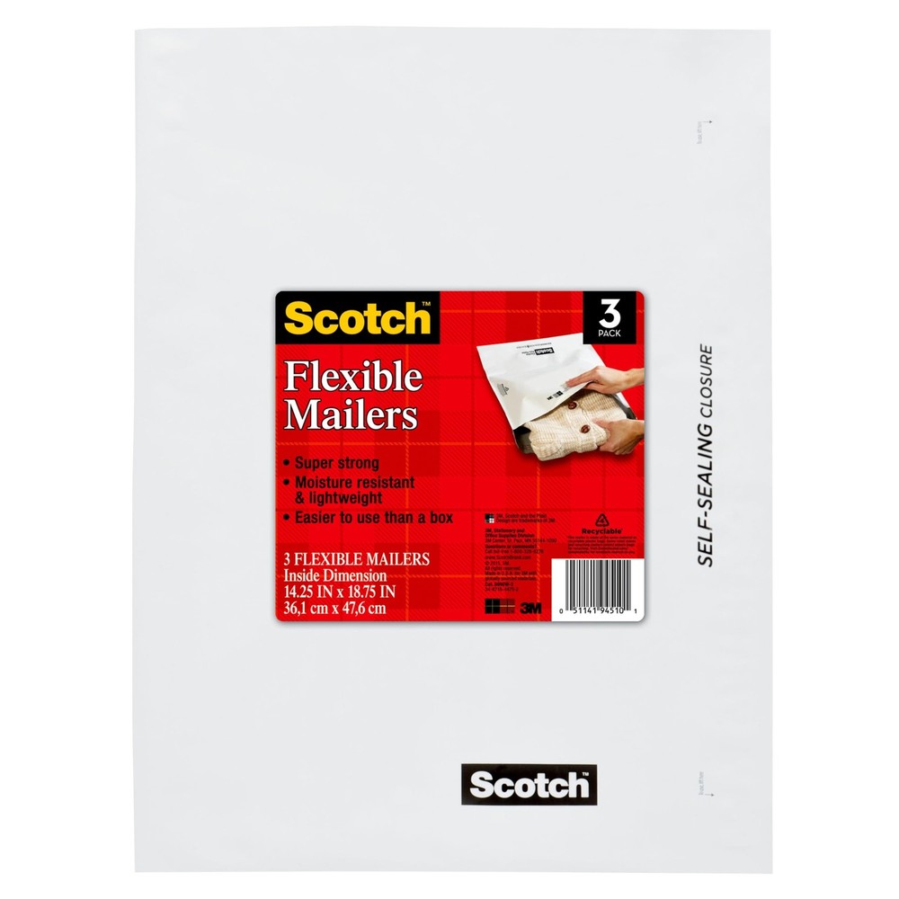 3 Pack 14.25×18.75 Inch Flexible Plastic Mailers Super Strong Moisture Resistant