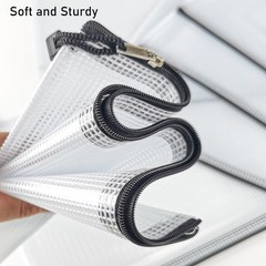 24 PCS Plastic Mesh Zipper Pouch Storage Bag Waterproof School Office Travel