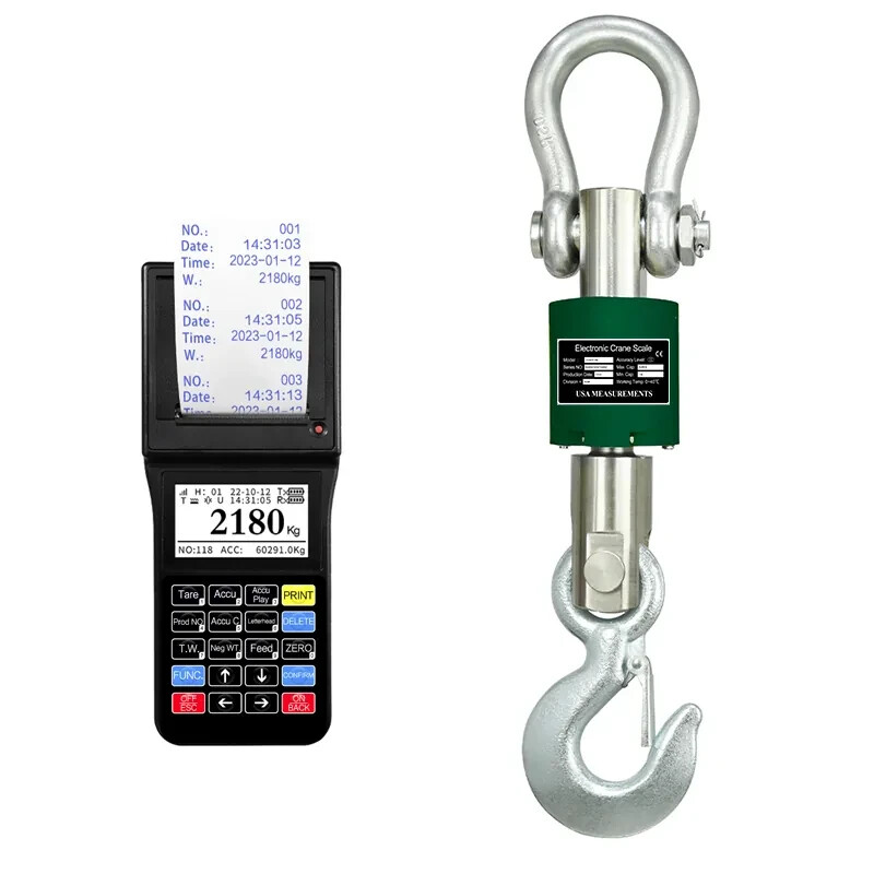Washdown Safe 2,000 lb Crane Scale with Calibration Certificate & Printer