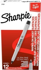 Sharpie Permanent Ultra-Fine Point Markers Black 12 PACK 37001 New