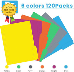 120Pack Colored File Folders Letter Size 8.5×11 1 3 Cut Tab Office Filing Set
