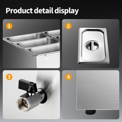 6-Pan 48Qt Commercial Food Warmer 1500W Steam Table Buffet Bain Marie Warmer