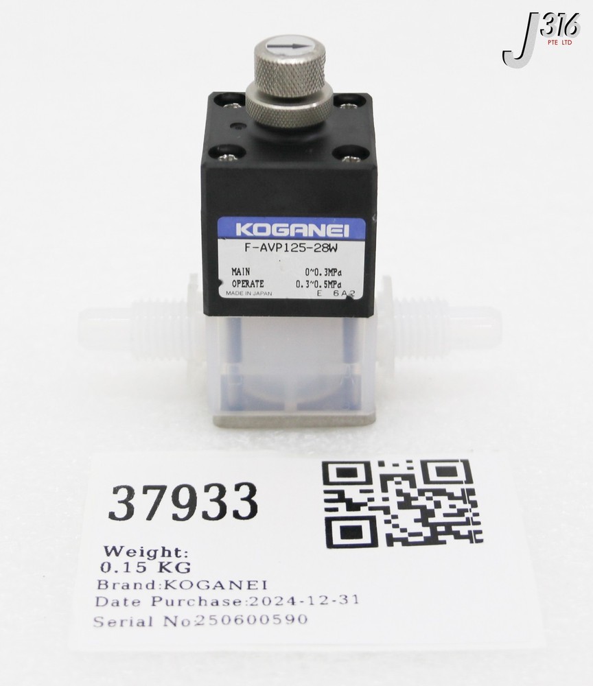 37933 KOGANEI PNEUMATIC VALVE 0~0.3MPA F-AVP125-28W