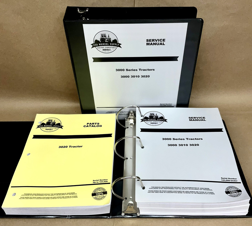 Service Manual Parts Catalog Set for John Deere 3020 Tractors Below 123000