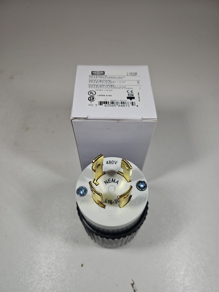 Hubbell L1630P 30A Locking Plug NEMA L16-30P 3P4W 3 Phase 480 Volt Cord Cap