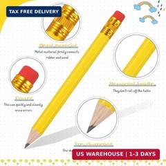 24 Pcs Yellow Golf Pencils with Erasers Mini Small Pencils Baby Shower Fav