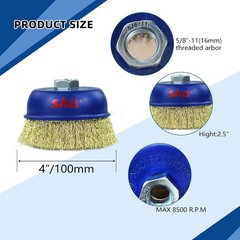 SALI 6 Pack Wire Cup Brush, 4 Inch Coarse Crimped Cup Brush for Grinders, with 5