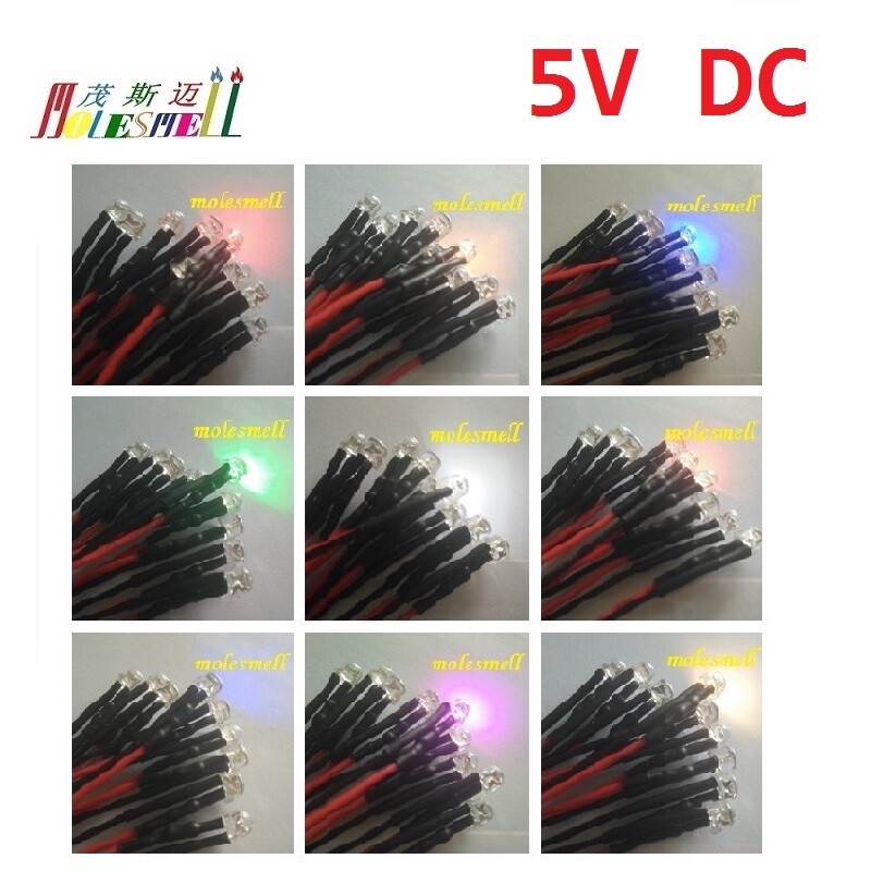 Straw hat 5V Pre-Wired Red Yellow Blue Green White Orange UV Pink Warm white Led