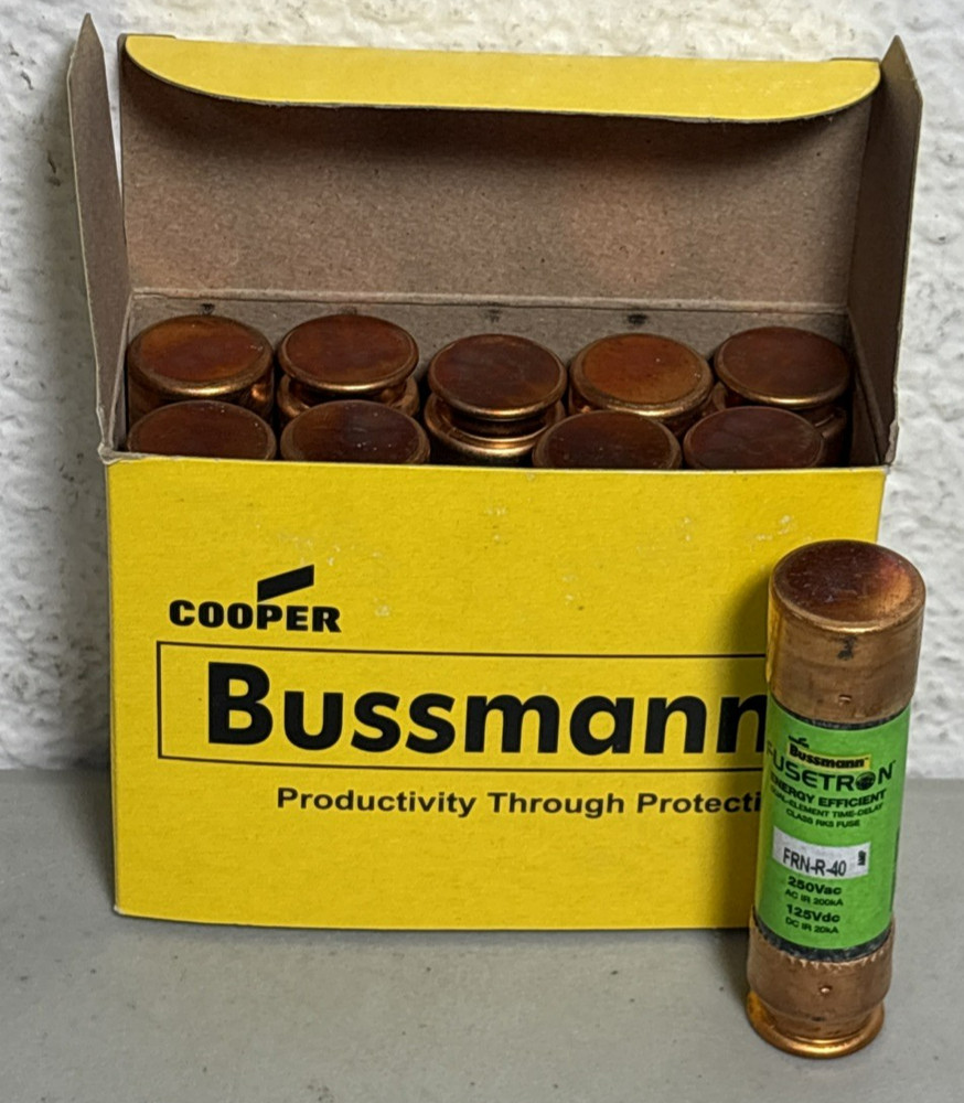 (10) Cooper Bussmann FRN-R-40 Fusetron RK5 Dual Element Time Delay Fuse