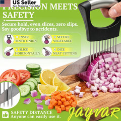 JAYVAR Onion Holder for Slicing,304 Stainless Steel Universal size, Silver