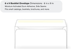 6 X 9 Booklet Envelope – 24# White Wove – Open Side- (6 X 9) – Jumbo Envelope S