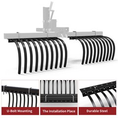 ATV/UTV Landscape Rake Implement for Removal of Rock Grass Clumps and Debris US