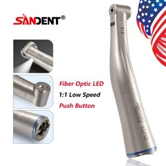 SANDENT Dental 1:1 Fiber Optic LED Contra Angle Handpiece Push Button E-type SA