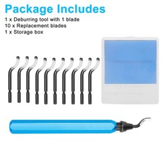 Deburring Tool Set Metal Handle Deburrer + 10PCS BS1010 HSS Burr Removal Blades