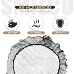 50 Pack Reusable Hair Nets 24″, Black Nylon Mesh for Food Service & Cooking, …