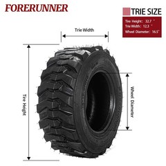 Skid Steer Tires 12-16.5 12 Ply Industrial Heavy Duty Tubeless Pack of 1