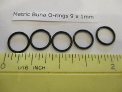 9mm ID x 11mm OD x 1mm thick O-ring. Buna-70. Quan 5.