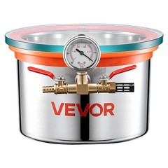 VEVOR 1.5Gal Vacuum Chamber Stainless Steel Degassing Chamber Tempered Glass Lid