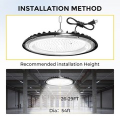 2 Pack 500W UFO LED High Bay Light Shop Industrial Commercial Factory Warehouse