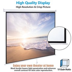 120” Projector Screen Diagonal TV Screen Manual Matte HD Movie Theater 1:1