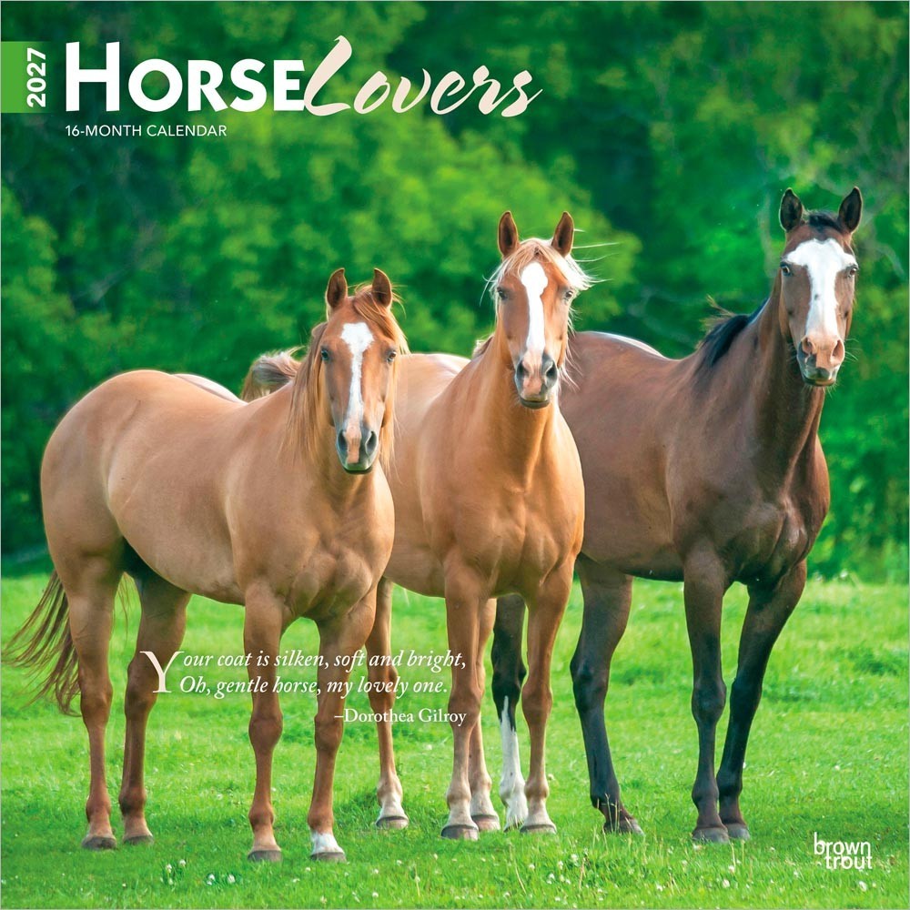 Horse Lovers | 2027 12×24″ (Hanging) Monthly Square Wall Calendar | Plastic-Free