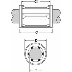 Thomson A4812 Ball Bushing, Bore Dia 0.250 In