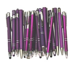 20ct Lot Misprint Metal Retractable Click Pens by Color: PURPLES Violet/Lavender