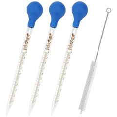 3Pcs 10ml Graduated Liquid Dropper Glass with Rubber Bulb and Cleaning Brush