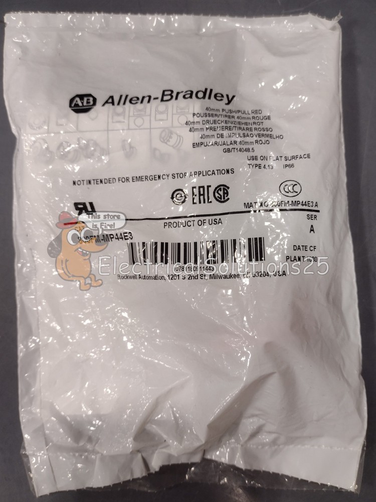 New Allen Bradley 800FM-MP44E3 3-Pos Pull Red Mushroom Top Button – Free Ship
