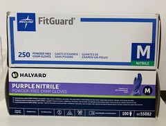 Medline Fitguard & Halyard Nitrile Exam Gloves SIZE M, 2 Boxes 350 Ct Pwder Free