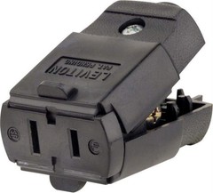 15 Amp 125 Volt NEMA 1-15R Residential Connector – 10 Pack, Black Thermoplastic