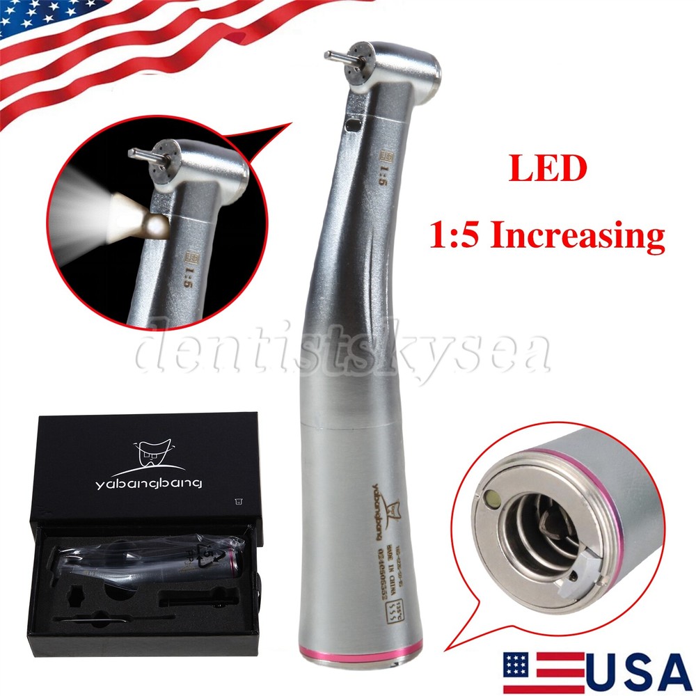 1-2Pcs Dental Optic 1:5 Increasing Contra Angle LED Handpiece for Electric Motor