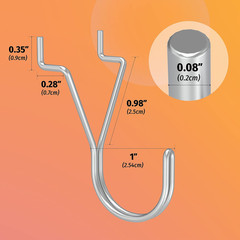 40 Pack Pegboard Hooks J-Hook – 1 Inch Silver J Hooks for Pegboard – Heavy Duty
