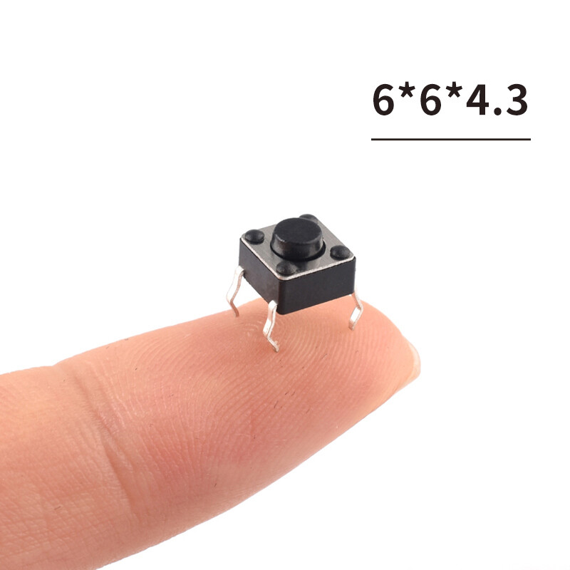 6x6x4.3 – 16mm Momentary Tactile Tact Push Button Switch 4 Pin DIP Through Hole
