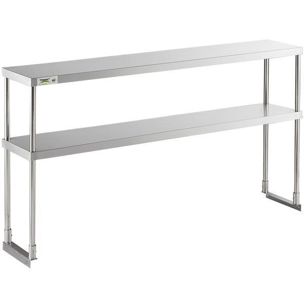 12″W x 60″D x 32″H Stainless Steel Double Deck Overshelf For Work Prep Tables