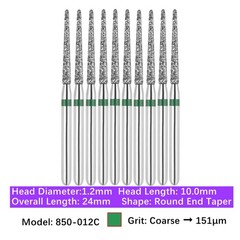 Vakker 10pc Dental Round End Taper FG Diamond Bur 850-012C Coarse Grit