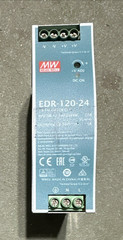 MEAN WELL EDR-120-24 DIN RAIL POWER SUPPLY OUTPUT 24VDC 5A INPUT 100-240VAC 2.6A