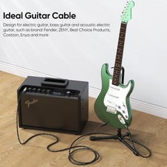 Guitar Cable 10 ft, Instrument Cord 22AWG, Gold-Plated 1/4 Inch Jack, for Ele…