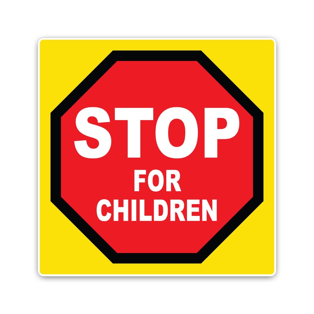 Stop For Children Octagon Sign – Ice Cream Truck Decal – Vinyl Sticker 18″x18″