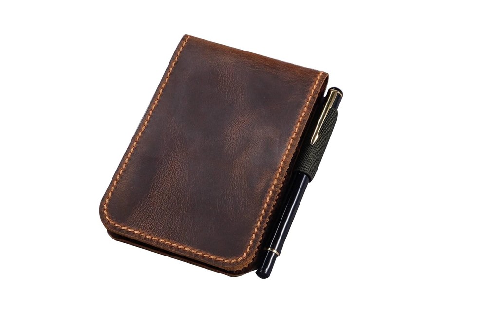 Genuine Leather 3×5 Top-Spiral Notebook Cover, Pocket Notepad Holder Compatib…
